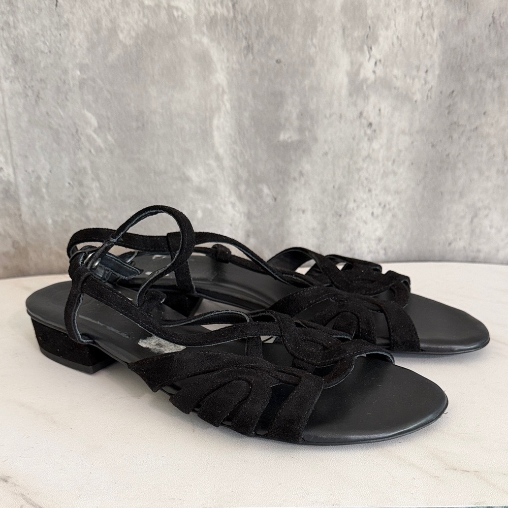 Paul green rumi suede Women’s Black Strappy Low-Heel Sandals sz 10.5 us